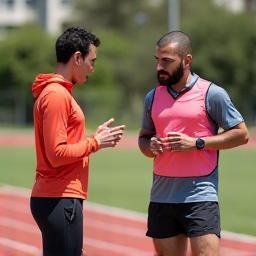 Runner receiving coaching advice